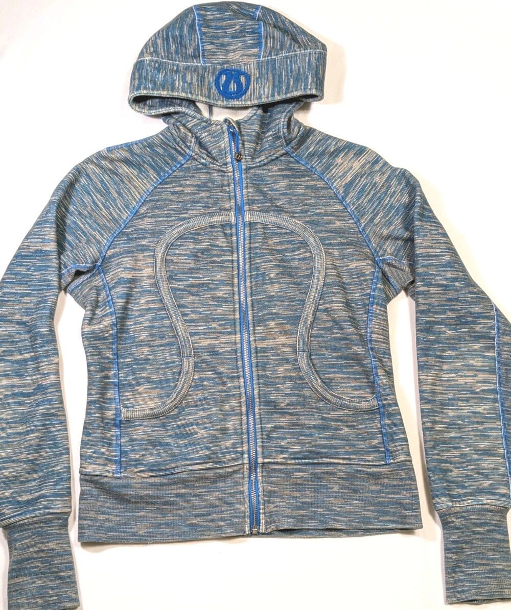 Lululemon Scuba Hoodie Womens Size 8 Blue Gray Full Zip Thumbholes